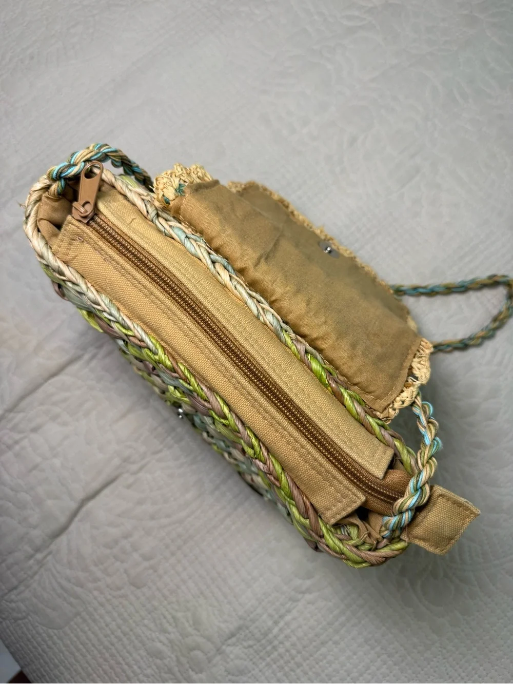 Capelli Straworld Multicolored Woven Straw Purse Boho Bohemian Style